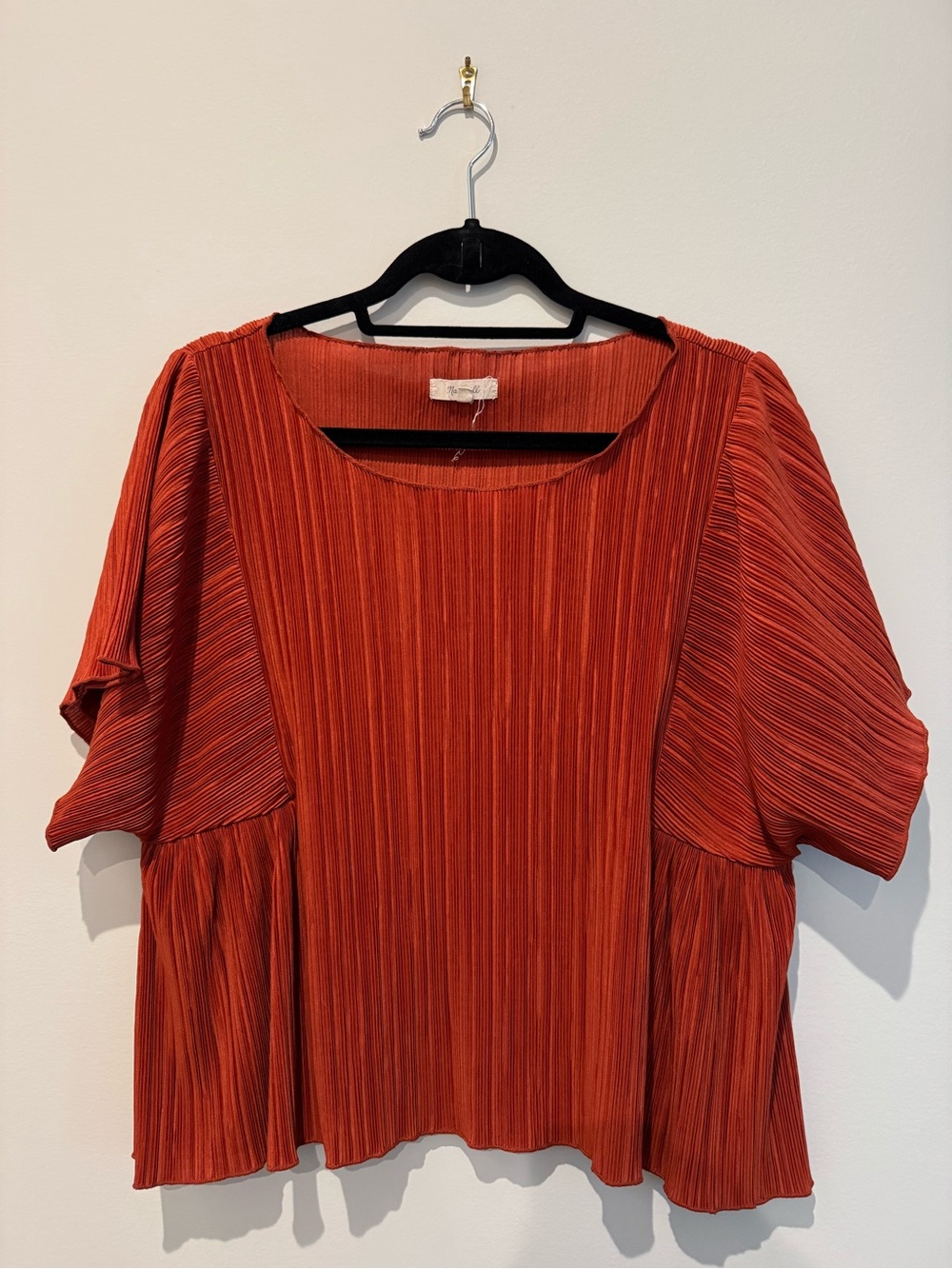 Madewell Texture & Thread Micropleat Top, Rusty Torch, XL